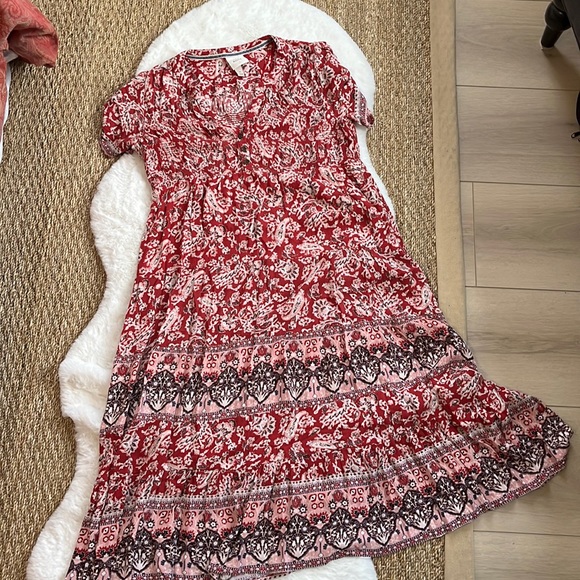 Knox Rose Dresses & Skirts - Knox Rose Boho Dress Size Med in Red Floral Pattern